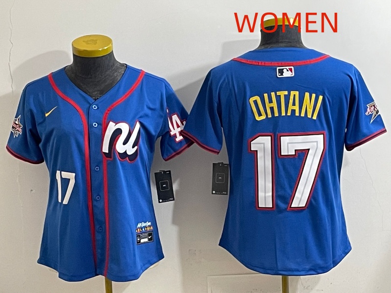 Women 2025 Los Angeles Dodgers #17 Ohtani Blue Nike 2025 MLB All Star Jersey style 003->women mlb jersey->Women Jersey